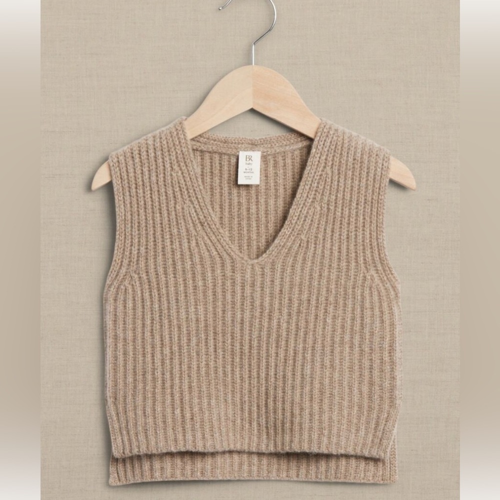 BR Cashmere Baby Sweater Vest in Oatmeal Brown Size 3-6 Months Banana Republic